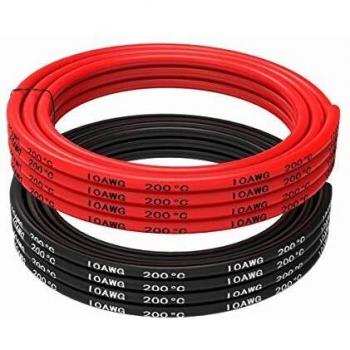 Battery Clamp Cable – 10 Gauge Red & Black Silicone Wire (8.2 ft)