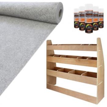 11sqm Silver Van Lining Carpet & VW Caddy Racking Unit