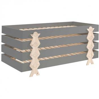 Lit Modulo Puzzle Gris avec Pieds
