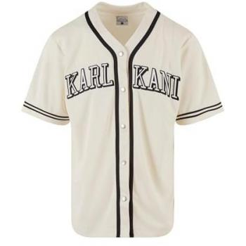 Langarmhemd KARL KANI „Karl Kani College Baseballshirt“ – Herren, Gr. M, US-Größen – Sanftes Weiß/Schwarz, 100 % Polyester, Normal