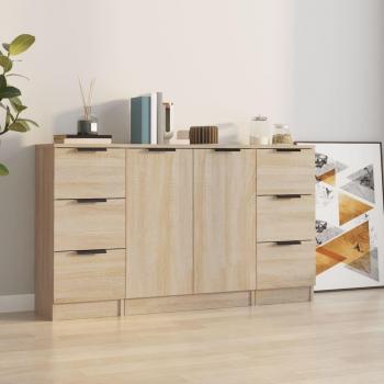 Buffet en Bois d'ingénierie 3 pcs Chêne Sonoma