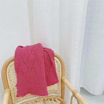 Boy/Girl Knitted Scarf with Hemp Flower Pattern