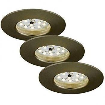 Briloner Set of 3 LED Recessed Lights Nikas IP44 Matte Nickel, 5W, 400 Lumens, 3000K