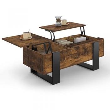 Table basse à deux plateaux Phoenix bois effet vieilli et couleur noire