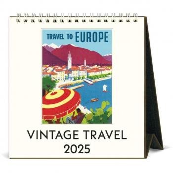 Travel Vintage 2025 Easel Desk Calendar