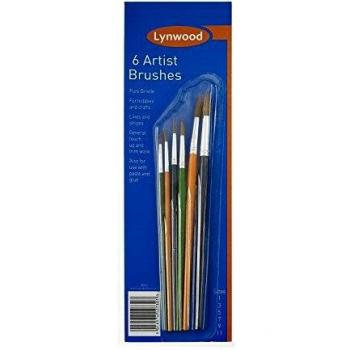 Artist Paint Brushes, Bristle, Pointed, 6-Piece Set, BR561