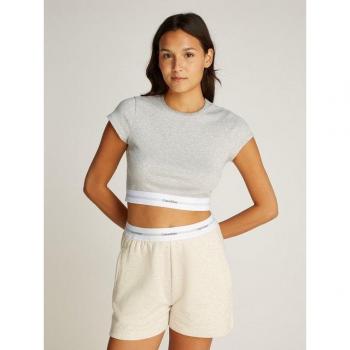 Calvin Klein Grey Stretch Rib Crop T-shirt