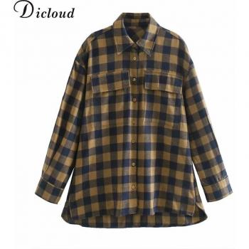 Camisa de Cuadros con Bolsillos para Mujer