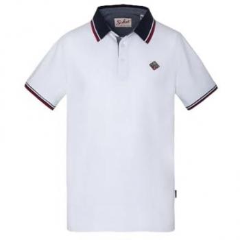 Polo Schott Maniche Corte Logo Patch Bianco S