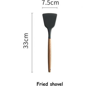 Juego de accesorios de cocina en silicona y madera (cucharon + batidores + espátula)