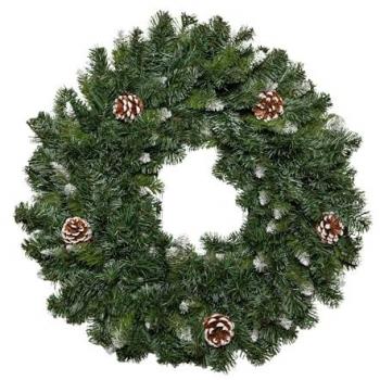 60cm Snow King Fir Green Christmas Wreath with Pine Cones