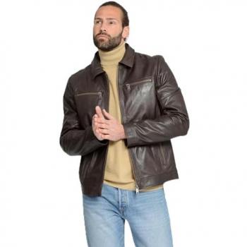 Lederjacke MUSTANG 31021630 Gr. XL, braun (schwarz braun), Herren, Obermaterial: 100% Lammleder / Innenfutter: 100% Baumwolle / Ärmelfutter: 100% Polyester, Jacken