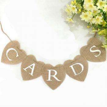 Heart-Shaped Hessian Bunting for Rustic Events