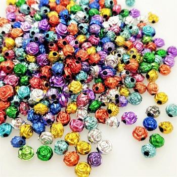 100Pcs Acrylic Round Flower Beads DIY 6mm