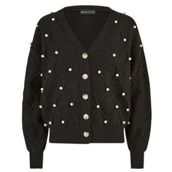 Black Pearl Cable Knit Pullover for Women – Small