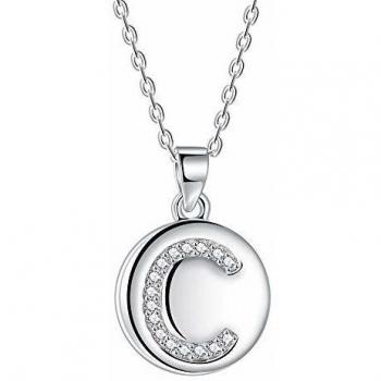Collana da donna J.Endéar “C” disco argento 925 + zirconi AAA