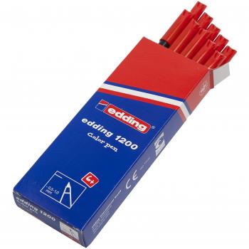 Edding E-1200, 10er Filzstifte, Rundspitze, 0,5-1 mm, Rot (Schwarz, Rot, 1 mm)
