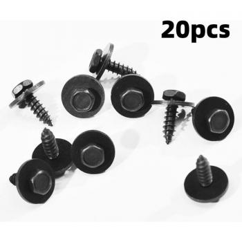 20Pcs Self Tapping Tapper Screws with Washers for BMW 4.8 x 19 mm Black