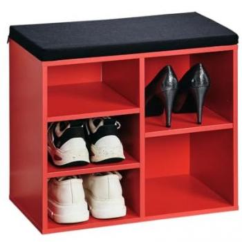 Kesper Schuhschrank mit Sitzkissen, rot, klein