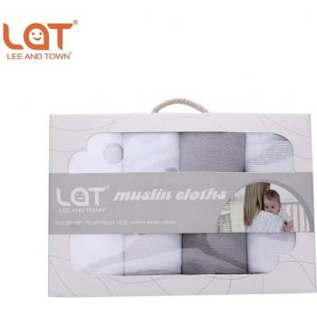Lot de Tissus Moussants LAT Original – Mousseline Absorbante 70x70 cm – 4 Unités (100 % Coton) – Illustration Animal