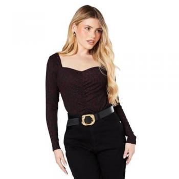 Ruched Front Berry Animal Top, Women’s M
