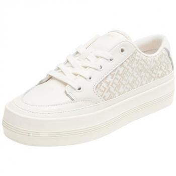 Plateausneaker TOMMY HILFIGER VULC LEATHER SNEAKER MONOGRAM Écru