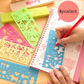 Pack de Manualidades 4 piezas: Regla y Plantilla Plástica