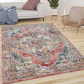 Tapis Décoratif Poils Ras Rouge Jaune 60x100 cm
