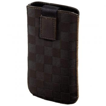 Braune Velvet-Pouch-Hülle von Hama, Größe Karo L