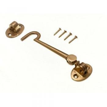 Solid Polished Brass Cabin Hook and Eye 125mm