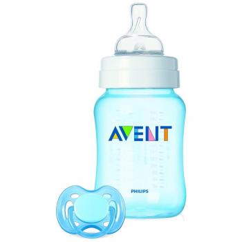 Set Regalo Biberón y Chupete Classic Avent Azul 2 Piezas
