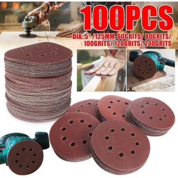 Hojas de lijado 125mm 8 agujeros grano 60 80 100 120 240