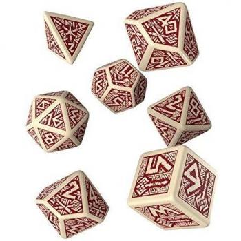 Juego de Dados Dwarven Beige-Borgoña 7 piezas