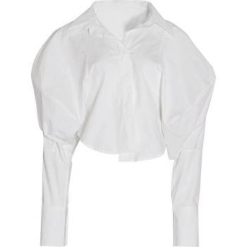 Casual Women's Striped Blouse with Puff Sleeves