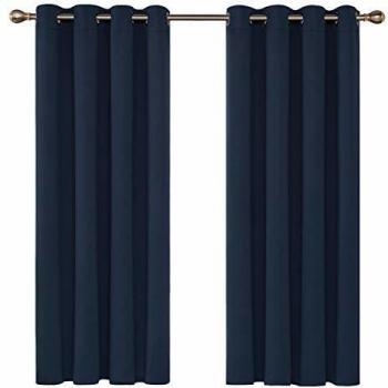 Deconovo Kälteschutz Verdunkelungsgardinen 180x140cm Dunkelblau 2er Set