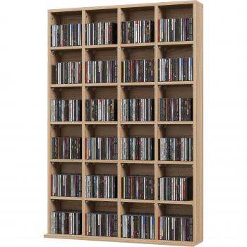 Bibliothèque multimédia HOMCOM – Meuble en bois pour 480 CD et 312 DVD, étagères réglables (89 x 130,5 cm)