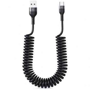 Cable USB-C Rapide Curly 5 A (USB-A à USB-C) – 1 m Noir
