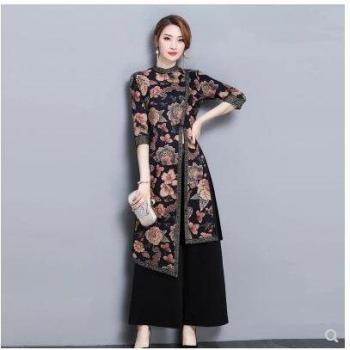 Women’s Cheongsam Wide Leg Pants Set