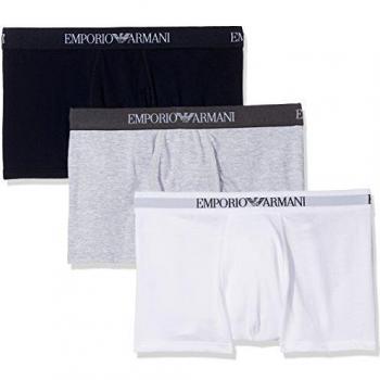 Emporio Armani 3-Pack Trunks Ropa Interior Hombre, Gris (Blanco/Melange Gris/Mariño), L