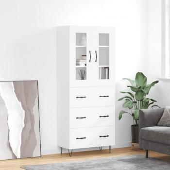 Buffet Moderne Haut Blanc 69,5x34x180 cm en Bois d'Ingénierie