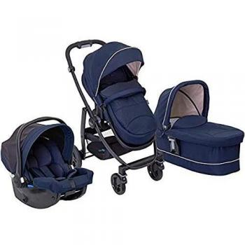 Graco Evo Trio Pushchair, Carrycot and Car Seat Travel System with Apron and Raincover, Eclipse