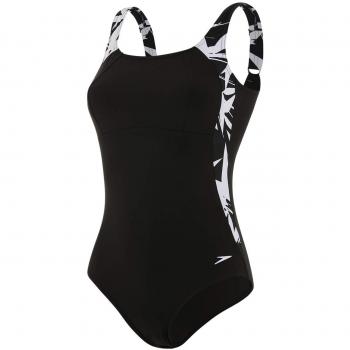 Speedo Maillot de Bain 1 Pièce Femme Lunalustre Origami Zen Noir/Blanc