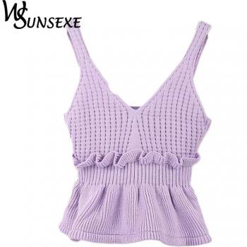 Autumn Women's Flounced Kitted Halter Top