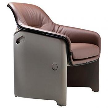 Plank Avus Sitzmöbel – Lederbraun, Graugestell, 73 × 80 × 73 cm