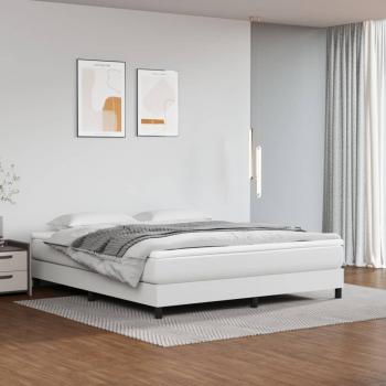 Estructura De Cama Houston Cuero Sintético Blanco 1