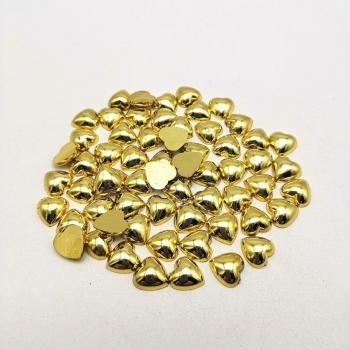 100pcs 10mm Silver and Gold Heart Flatbacks for DIY Crafts