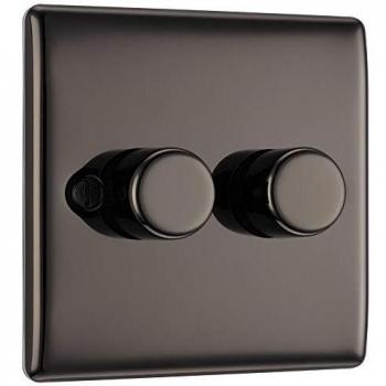 BG Black Nickel 2 Gang Push On/Off Dimmer Switch
