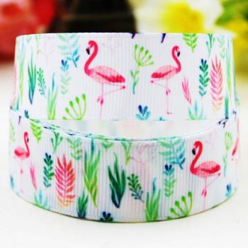Flamingo Cartoon Character Printed Grosgrain Ribbon 1 10 Yards
