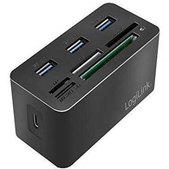 LogiLink Hub USB 3.0 avec Lecteur de Cartes SD/MMC/MS/M2/microSD et 8 Ports USB