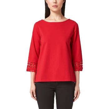 S.Oliver Black Label Damen Interlock Top High Red 34, Bordüren aus Spitze